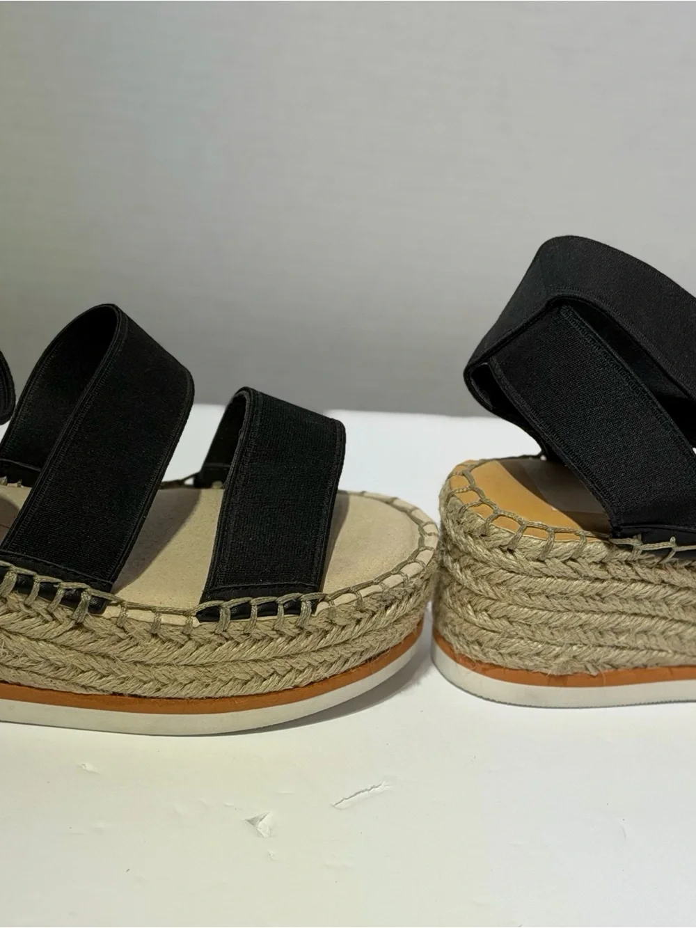 Dolce Vita Black Espadrille Platform Sandals with Ankle Wrap